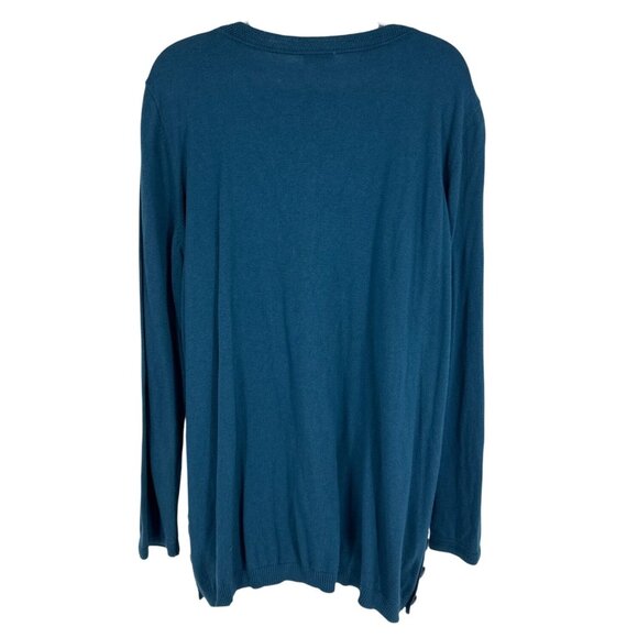 Talbots Womens Teal V-Neck Long Sleeve Sweater With Button Accents Size 2X - Picture 5 of 9